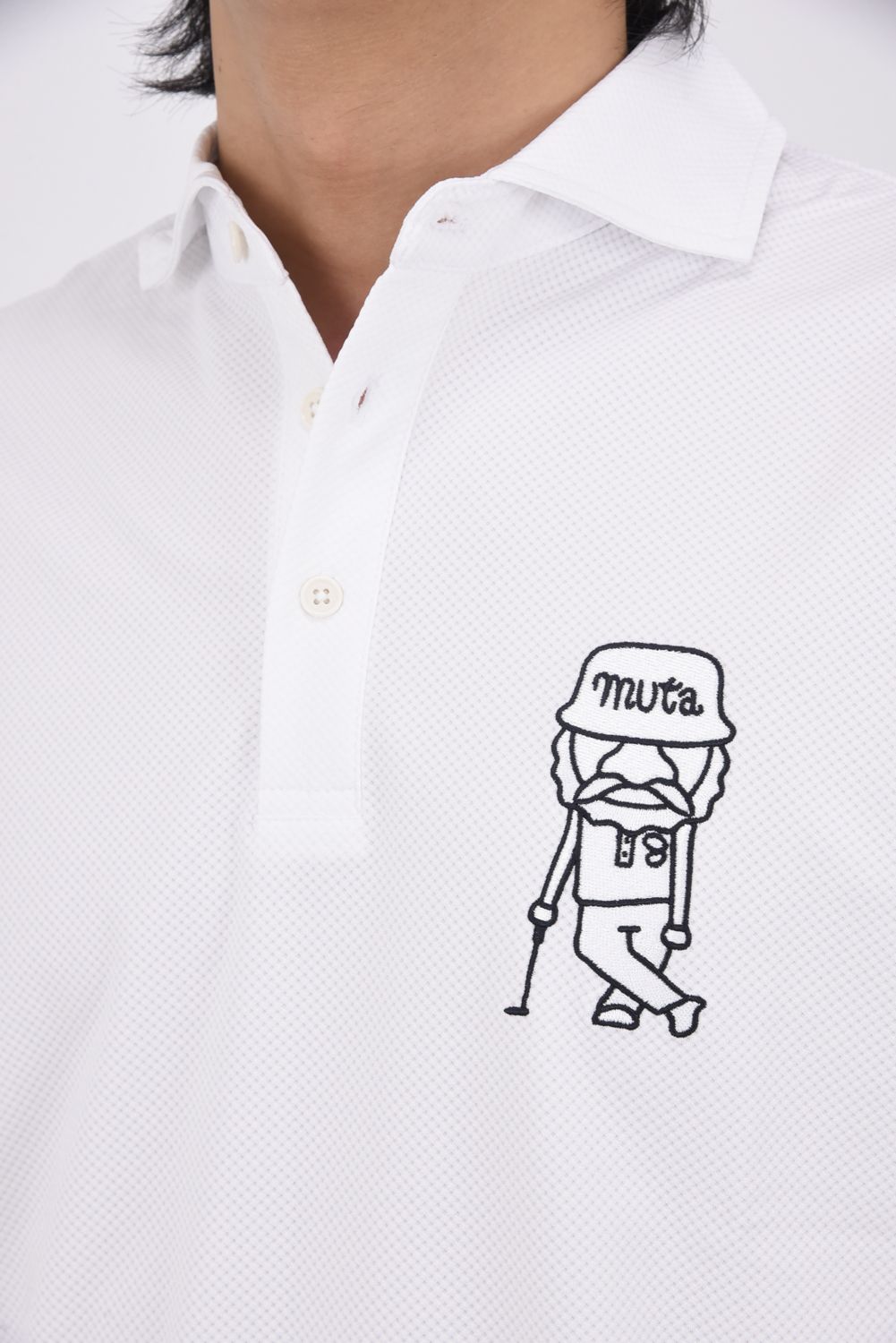 【26SS】 BLISTER KNIT JACQUARD POLO SHIRT / ブリスターニット ジェントル刺繍ワッペン ポロシャツ (ホワイト)