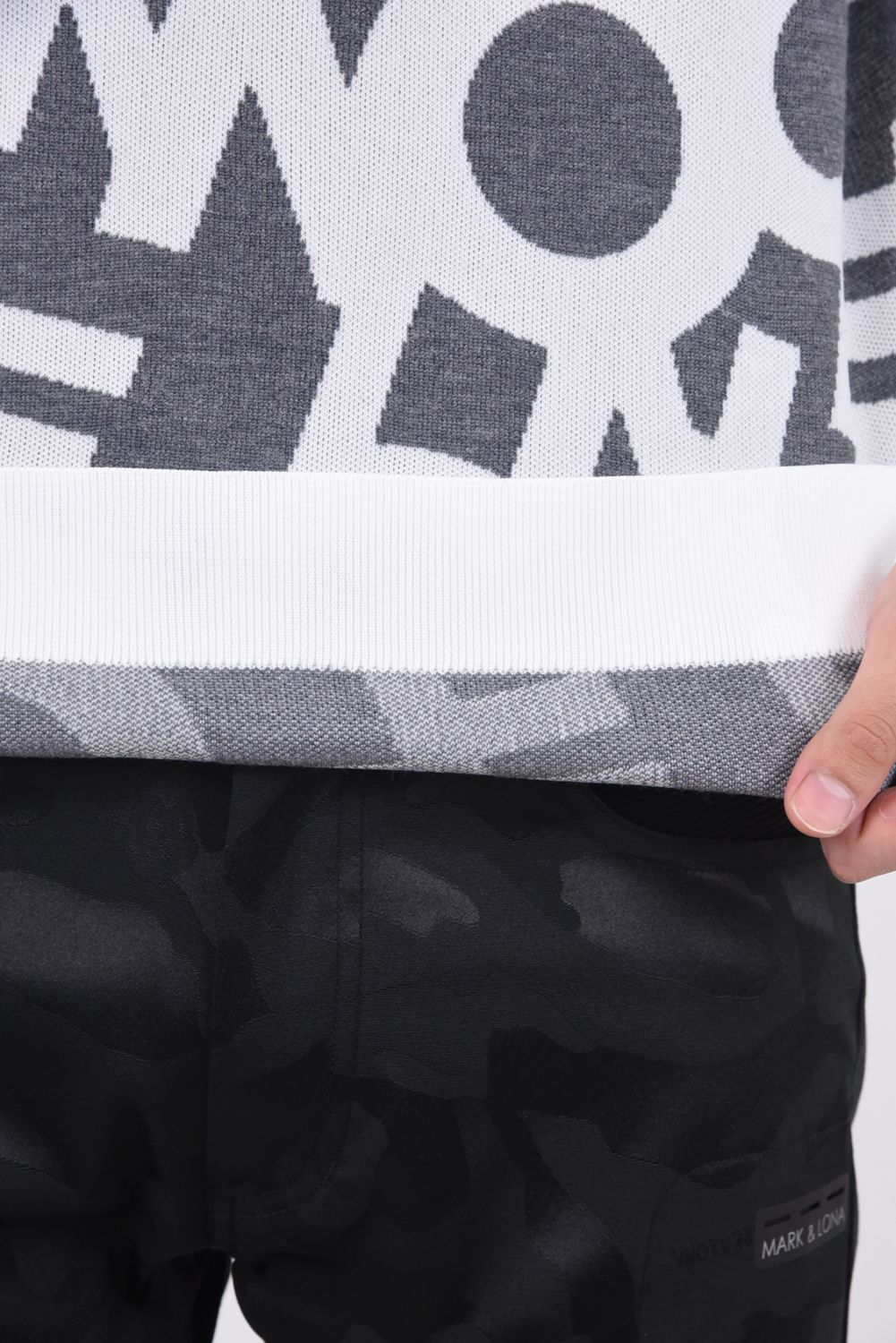 VISION JQ CREW KNIT / ヴィンテージ風グラフィック クルーネックニット グレー