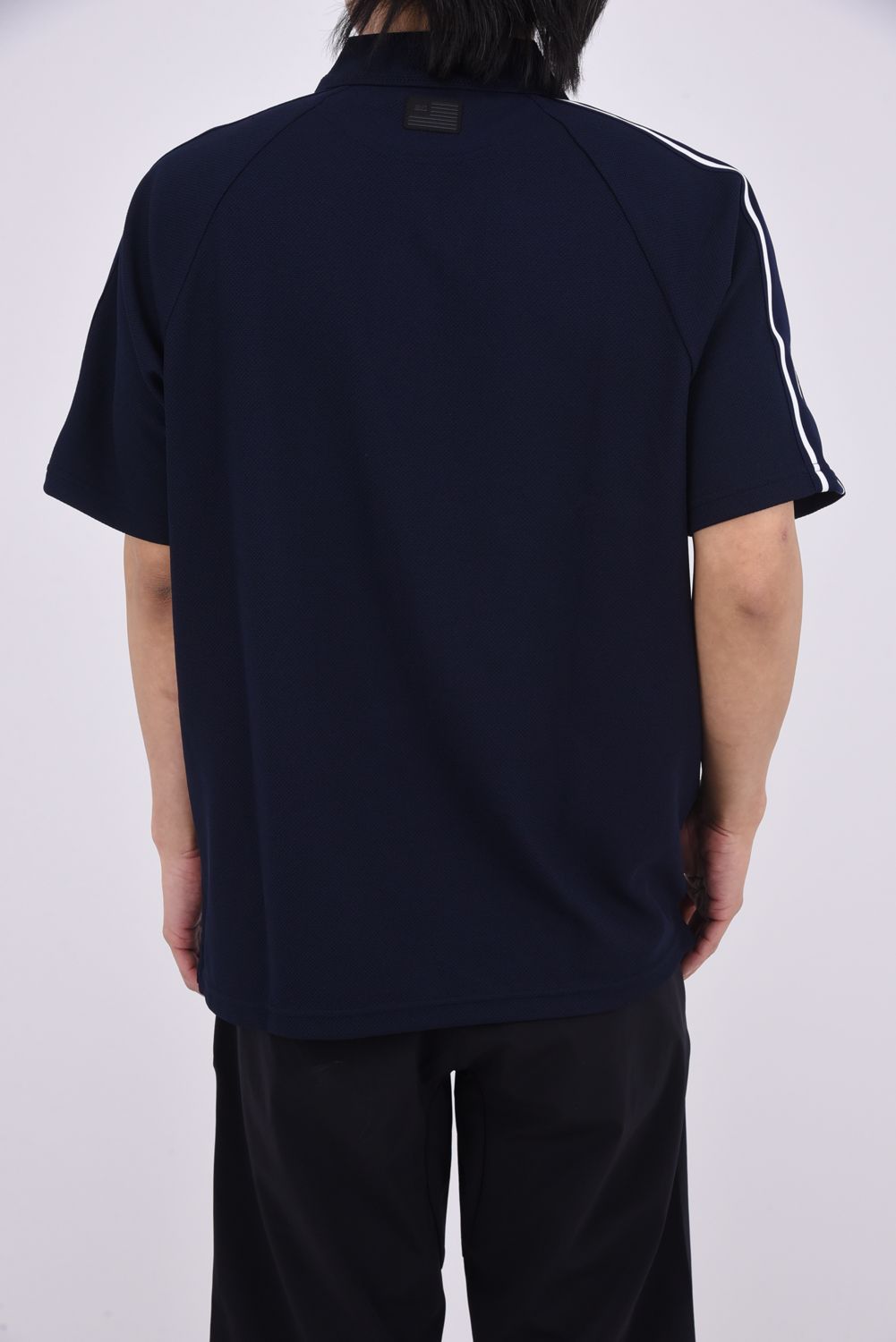 【26SS】 MEN'S LINE POLO RF / カノコ生地 ラインロゴテープ リラックスフィット ポロシャツ (ネイビー)