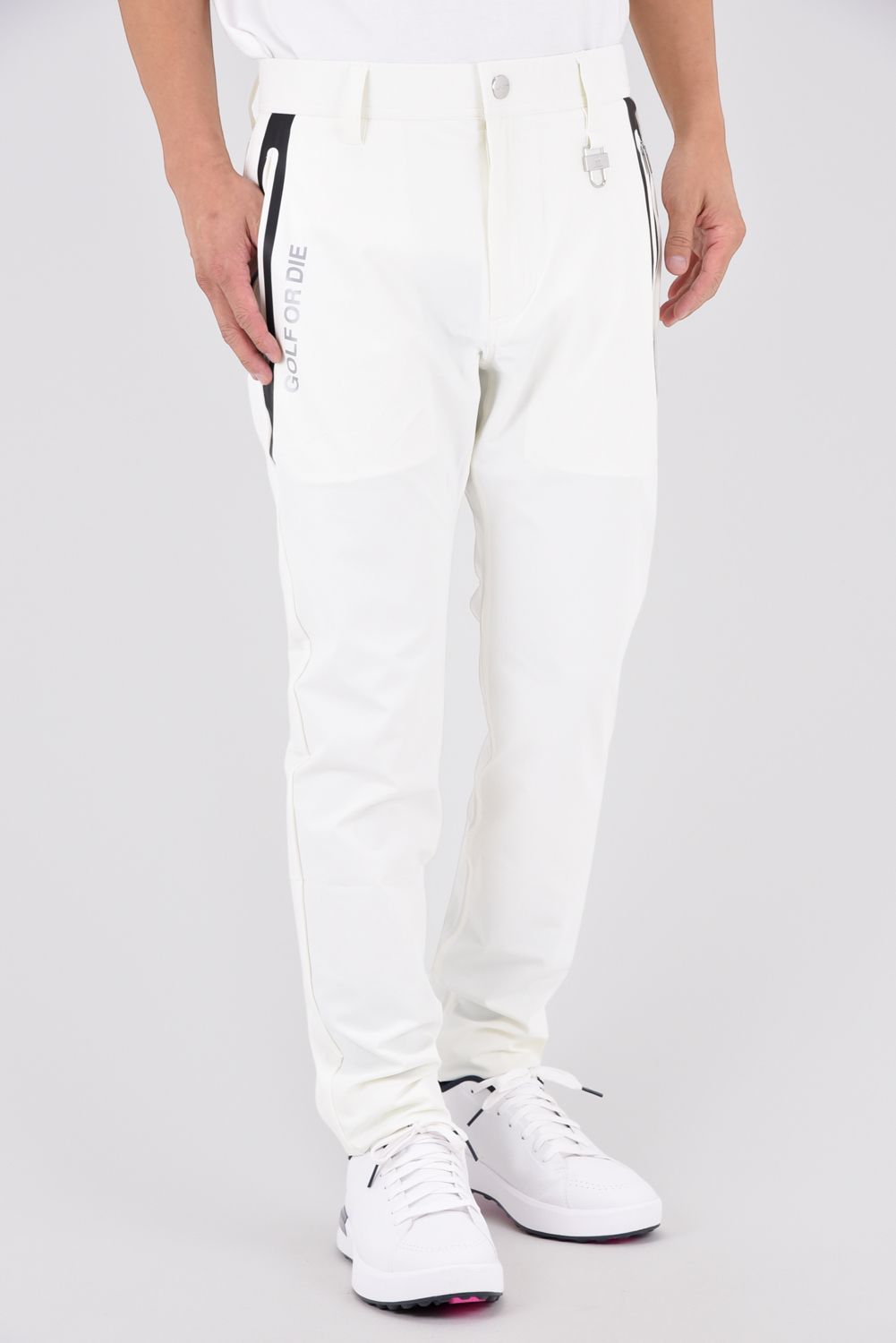 【26AW】 VANGUARD HYPER STRETCH PANTS / ストレッチナイロン シルバーレタープリント ロングパンツ (ホワイト)