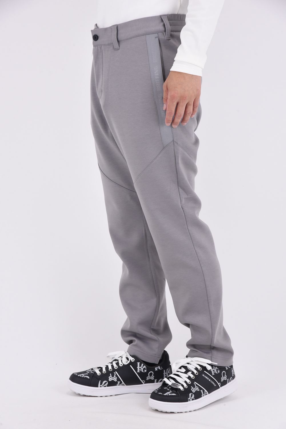 【25AW】 MEN'S WARM LOGO LINE SLIM PANTS / ダンボールニット ロゴ ライン スリムパンツ (グレー)