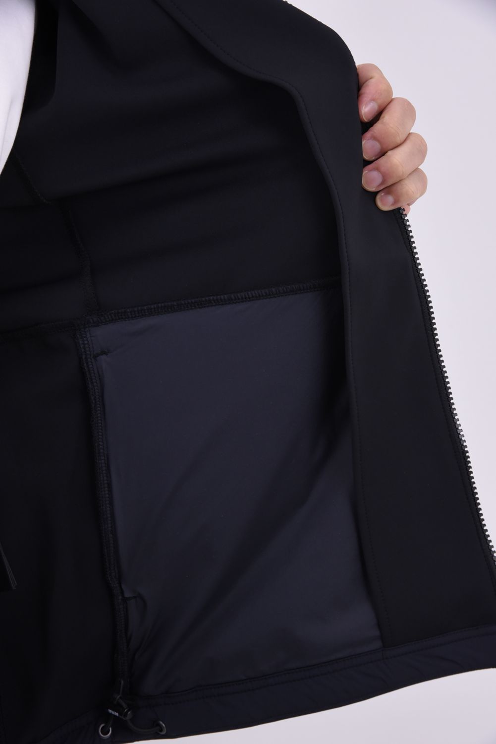 【26AW】 ACTIVE HOODED JACKET / ストレッチナイロン&ダンボールニット フーデッドジャケット (ブラック/ブラック)