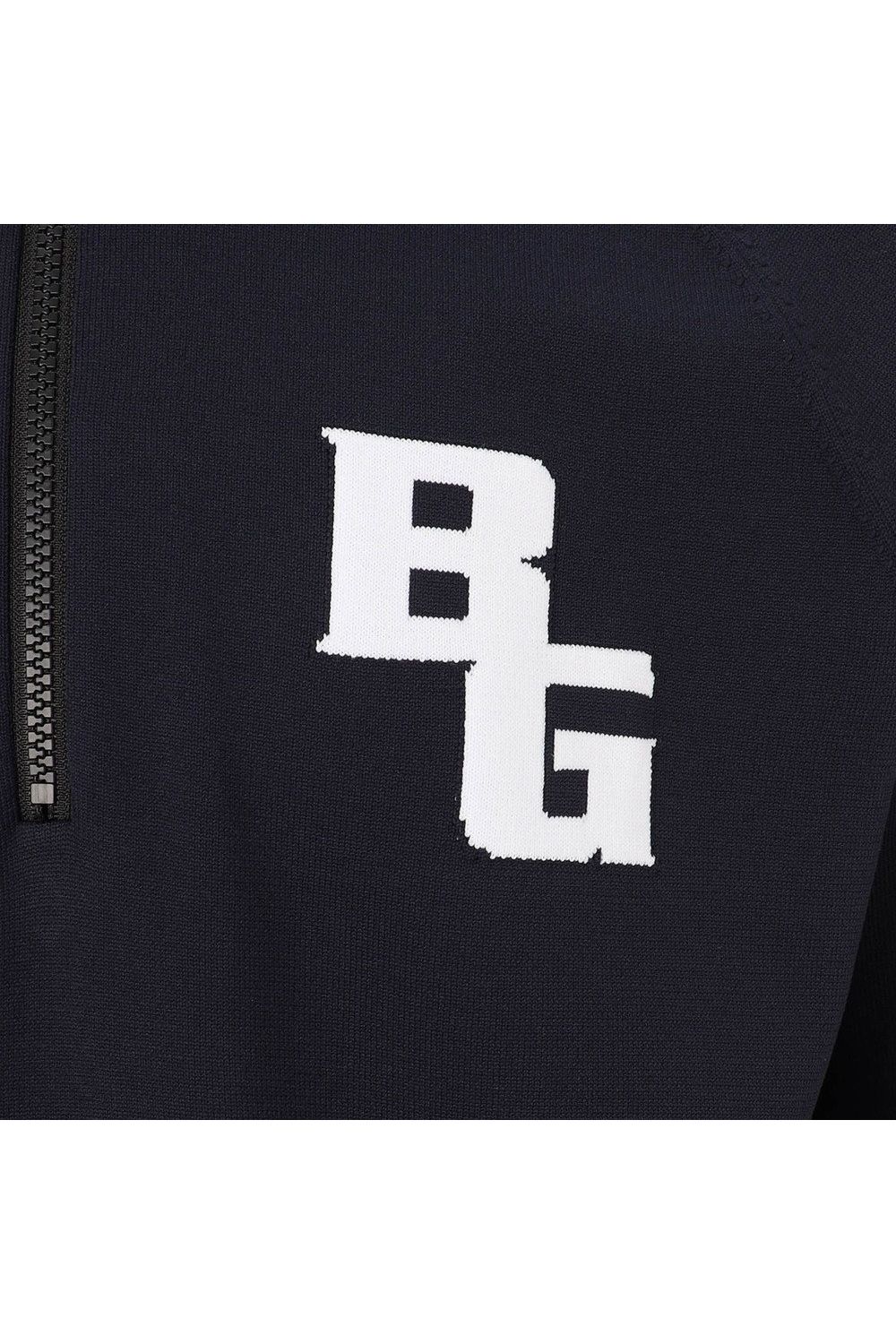 【26AW】 MEN’S PLANE KNIT HALFZIP / BGロゴ ハーフジップニット (ネイビー)