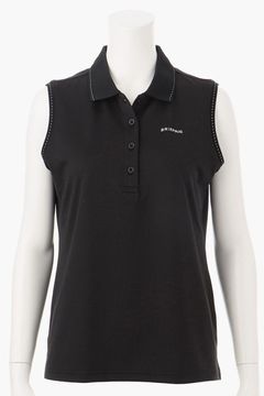 【レディース】 WOMENS BASIC NO SLEEVE POLO / ブランドロゴ ノースリーブ ポロシャツ (ブラック)