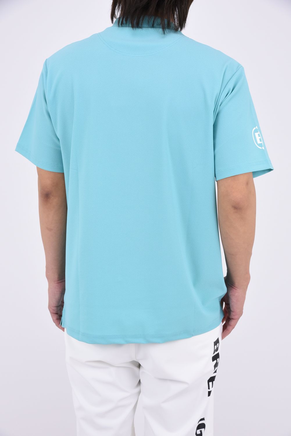 【26AW】 MEN’S EARTH MESH HIGHNECK / ストレッチメッシュ生地 BGロゴプリント モックネックTシャツ (ミントグリーン)