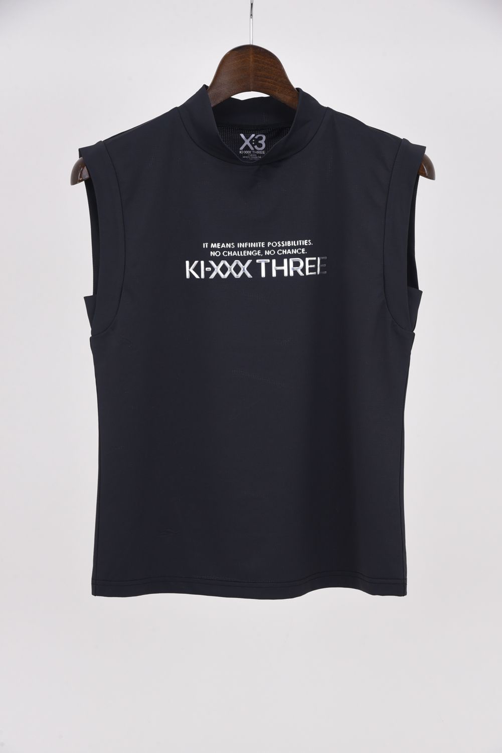 【26SS】【レディース】 DOT MESH NS MOCK TEE / ドットメッシュ ブランドロゴ ノースリーブ モックネックTシャツ (ブラック)