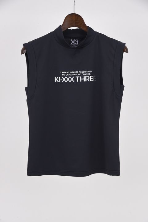 【26SS】【レディース】 DOT MESH NS MOCK TEE / ドットメッシュ ブランドロゴ ノースリーブ モックネックTシャツ (ブラック)