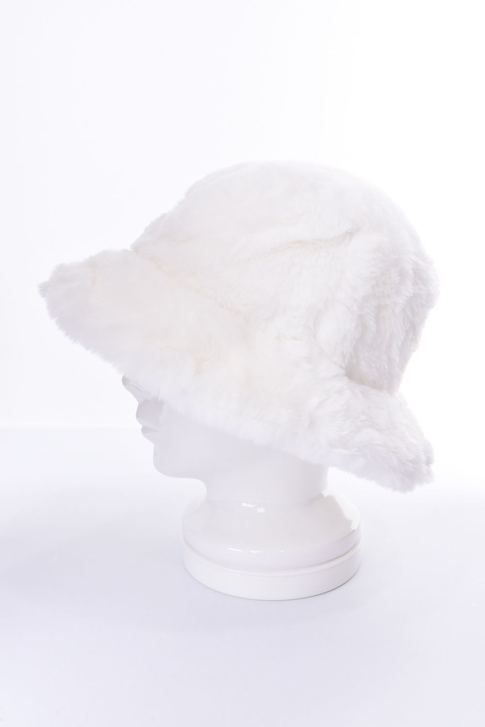 FUR BUCKET HAT / ブランド オリジナルテキスタイル ファーバケットハット（ホワイト）
