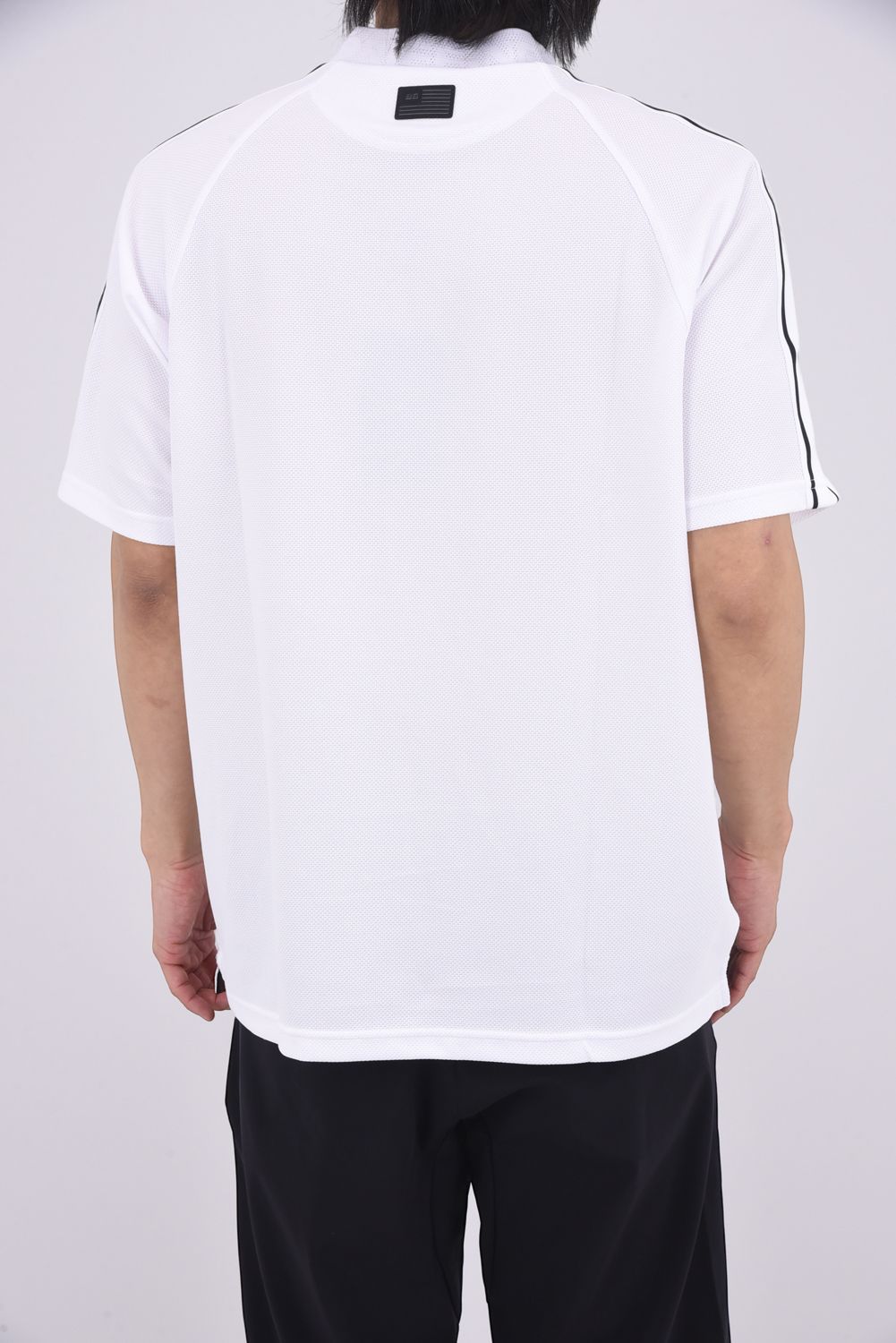 【26SS】 MEN'S LINE HIGHNECK RF / カノコ生地 ラインロゴテープ リラックスフィット モックネックTシャツ (ホワイト)