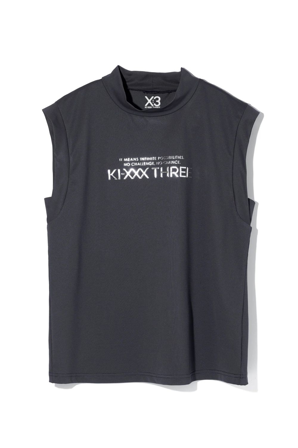 【26SS】【レディース】 DOT MESH NS MOCK TEE / ドットメッシュ生地 3Dブランドロゴ ノースリーブ モックネックTシャツ (ブラック)