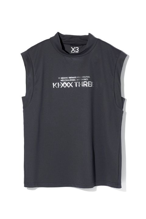 【26SS】【レディース】 DOT MESH NS MOCK TEE / ドットメッシュ生地 3Dブランドロゴ ノースリーブ モックネックTシャツ (ブラック)