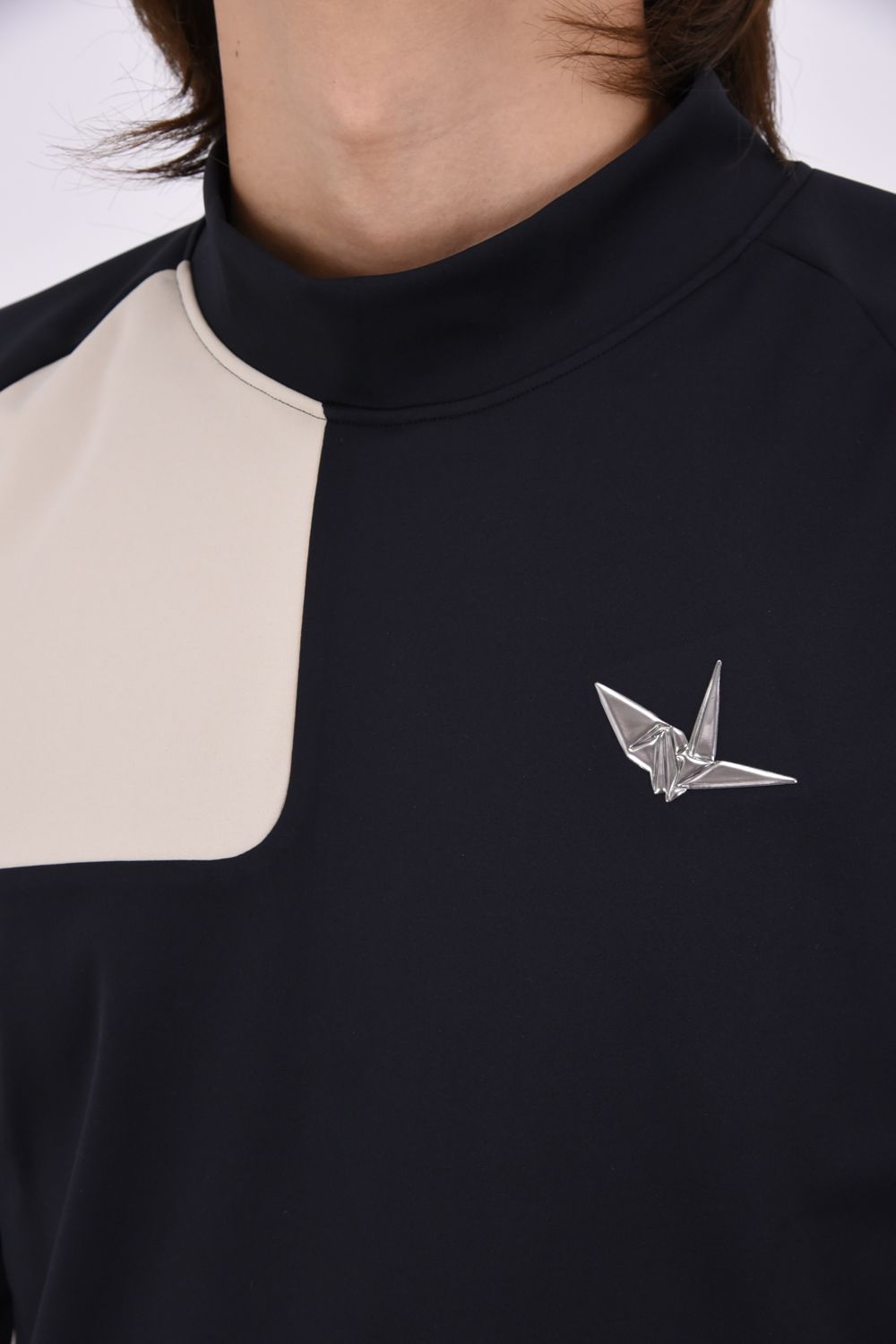 【26AW】 Shoulder Panel Mock NeckLong Sleeve / ショルダーパネル 長袖モックネックTシャツ (ブラック)