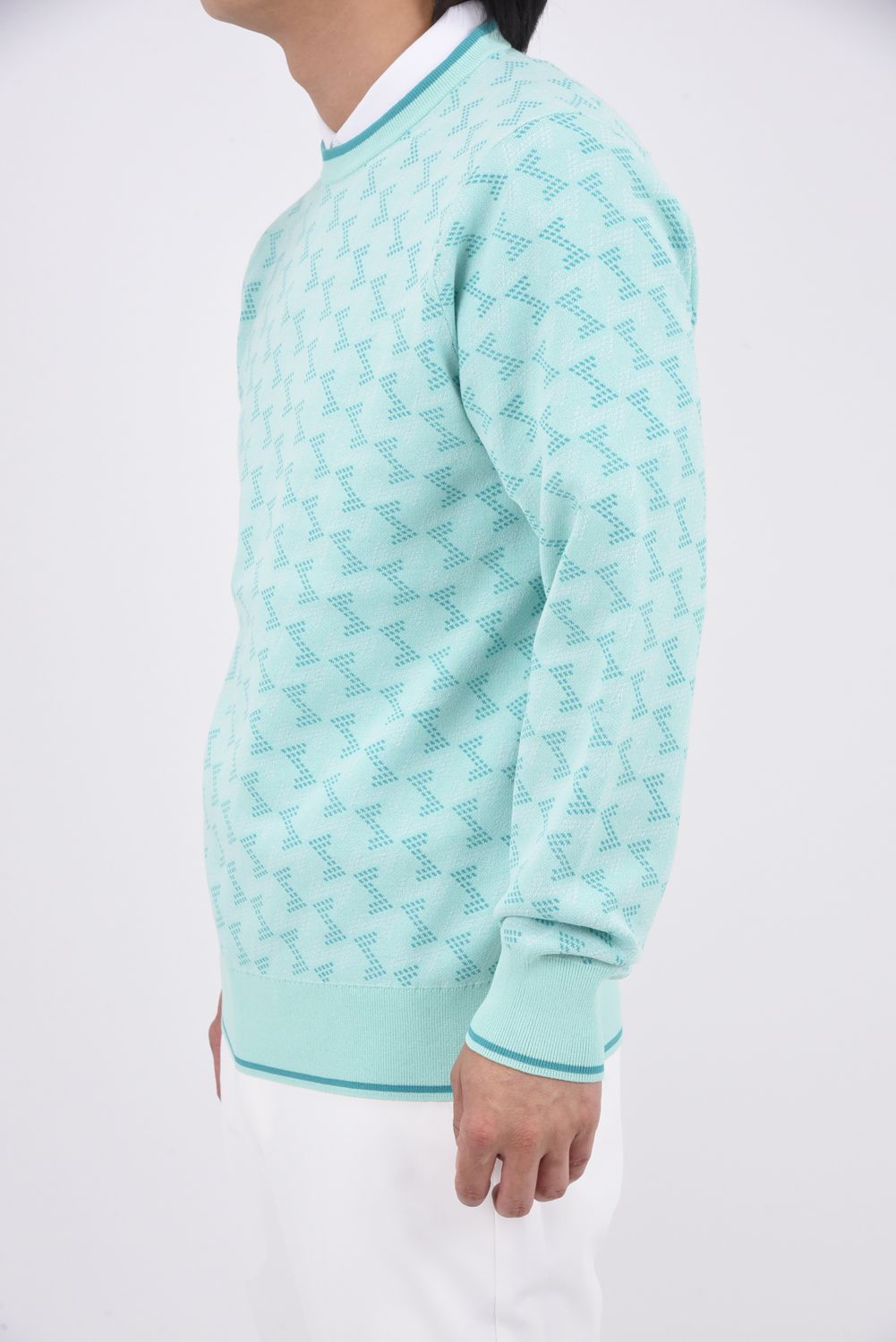 【25AW】 GM JACQUARD LIGHT KNIT / GMジャカード クルーネック ライトニット (ミント)*