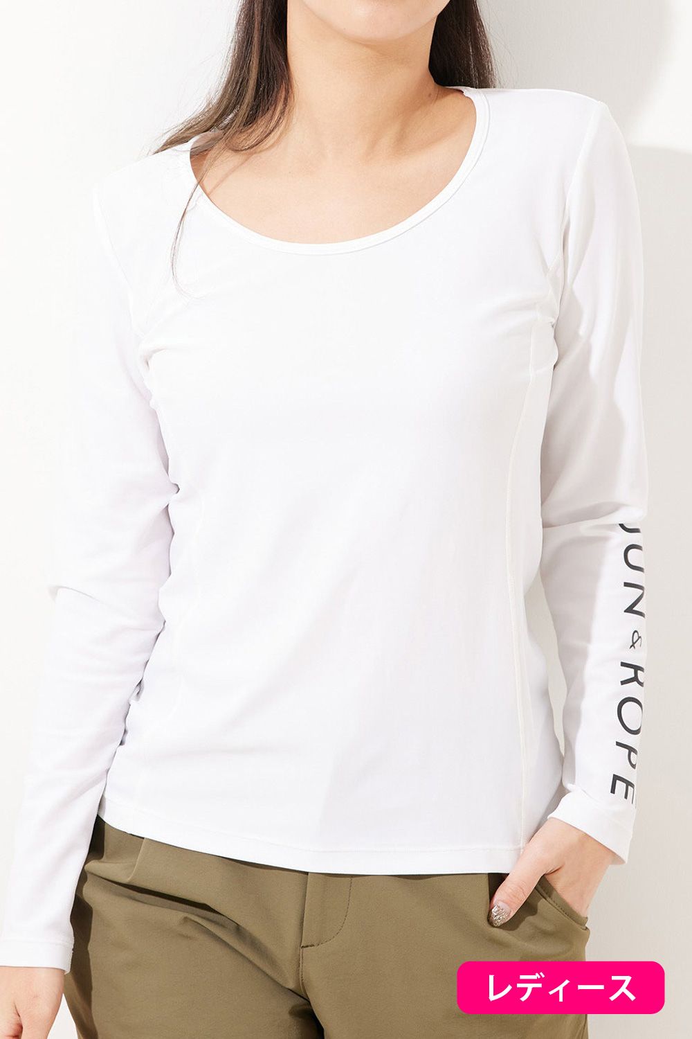 Jun Rope Uv 吸汗速乾 ラウンドネック 長袖インナー プルオーバー ブラック レディース Gossip Golf