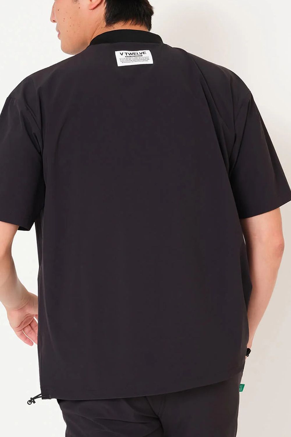 【26SS】 OZ MOCK / ストレッチナイロン カンガルーポケット モックネックTシャツ (ブラック)