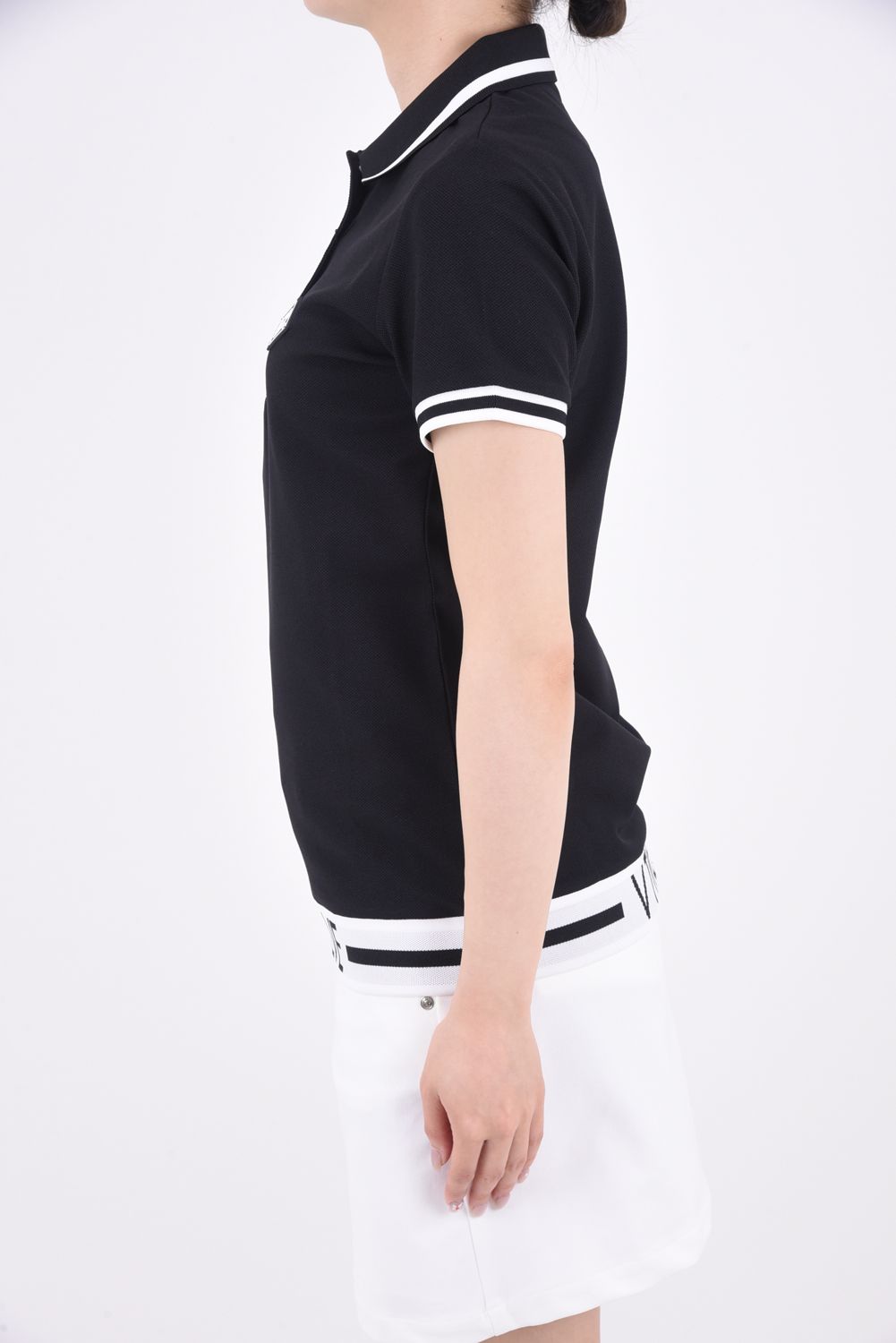 【レディース】 LIB OUT POLO / V12ロゴ フィールドセンサーカノコ ポロシャツ (ブラック)