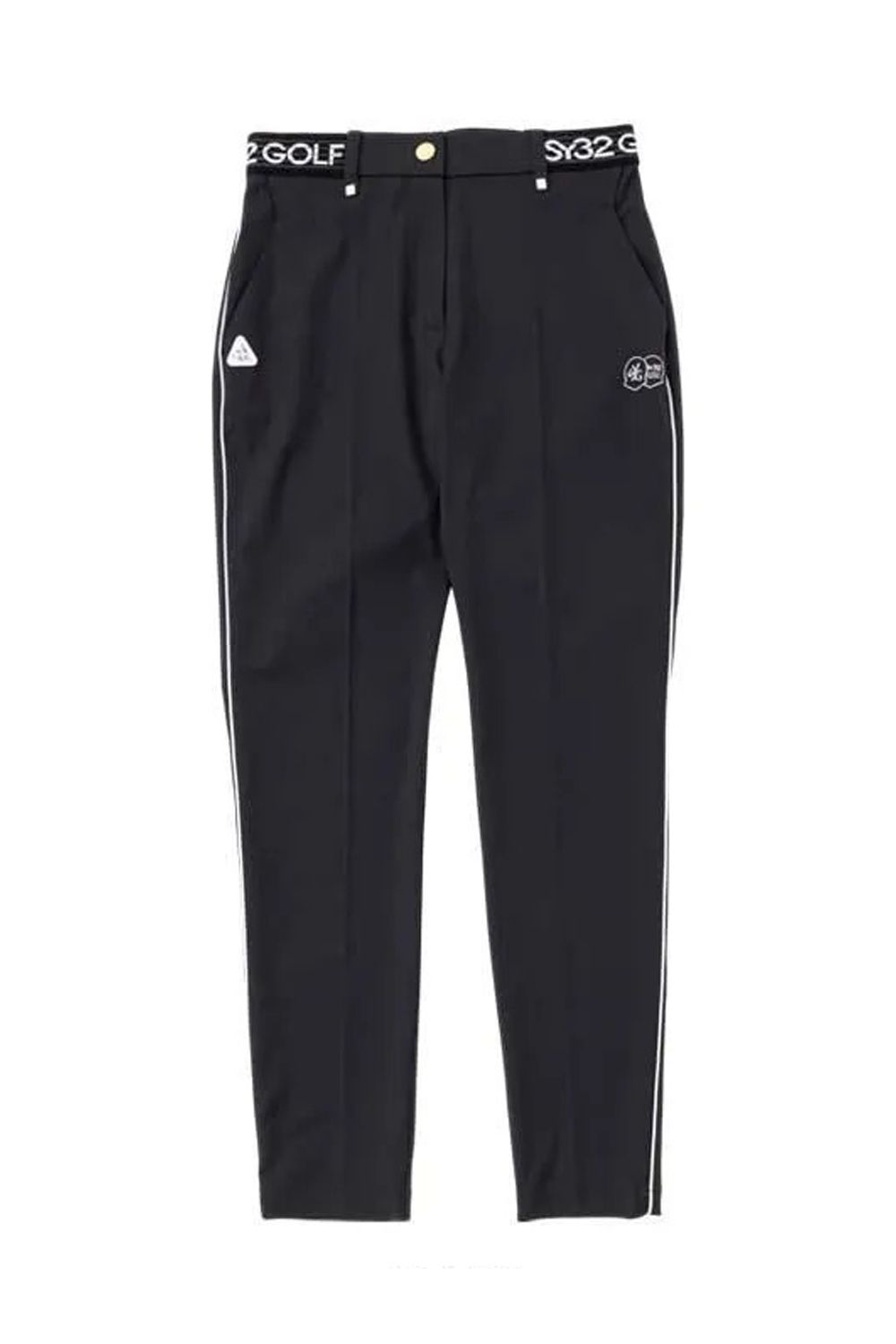 【26SS】【レディース】 MINI HERRINFBONE LONG PANTS / ミニヘリンボーン柄 ウエストゴムベルト ロングパンツ (ブラック)*