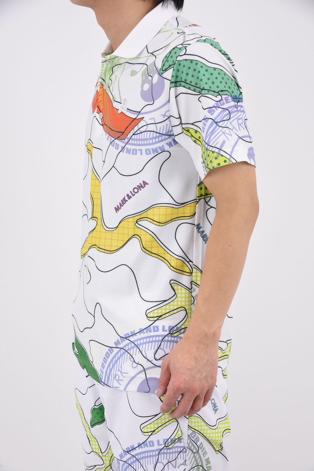 【26SS】 AXON CAMO MESH PERFORMANCE POLO / メッシュ素材 カモフラージュプリント ポロシャツ (ホワイト)