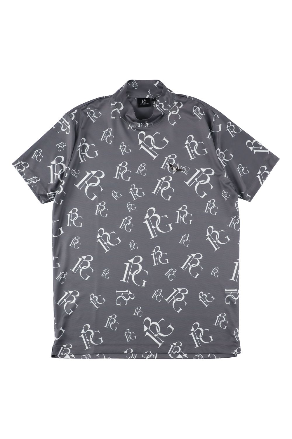 SS MOCK RANDOM113G / 113総柄 ランダムロゴ 半袖 モックネック Tシャツ (グレー)
