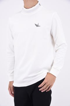 TAPE MOCK L/S / テープライン ロゴ ロングスリーブ モックネックTシャツ (ホワイト)