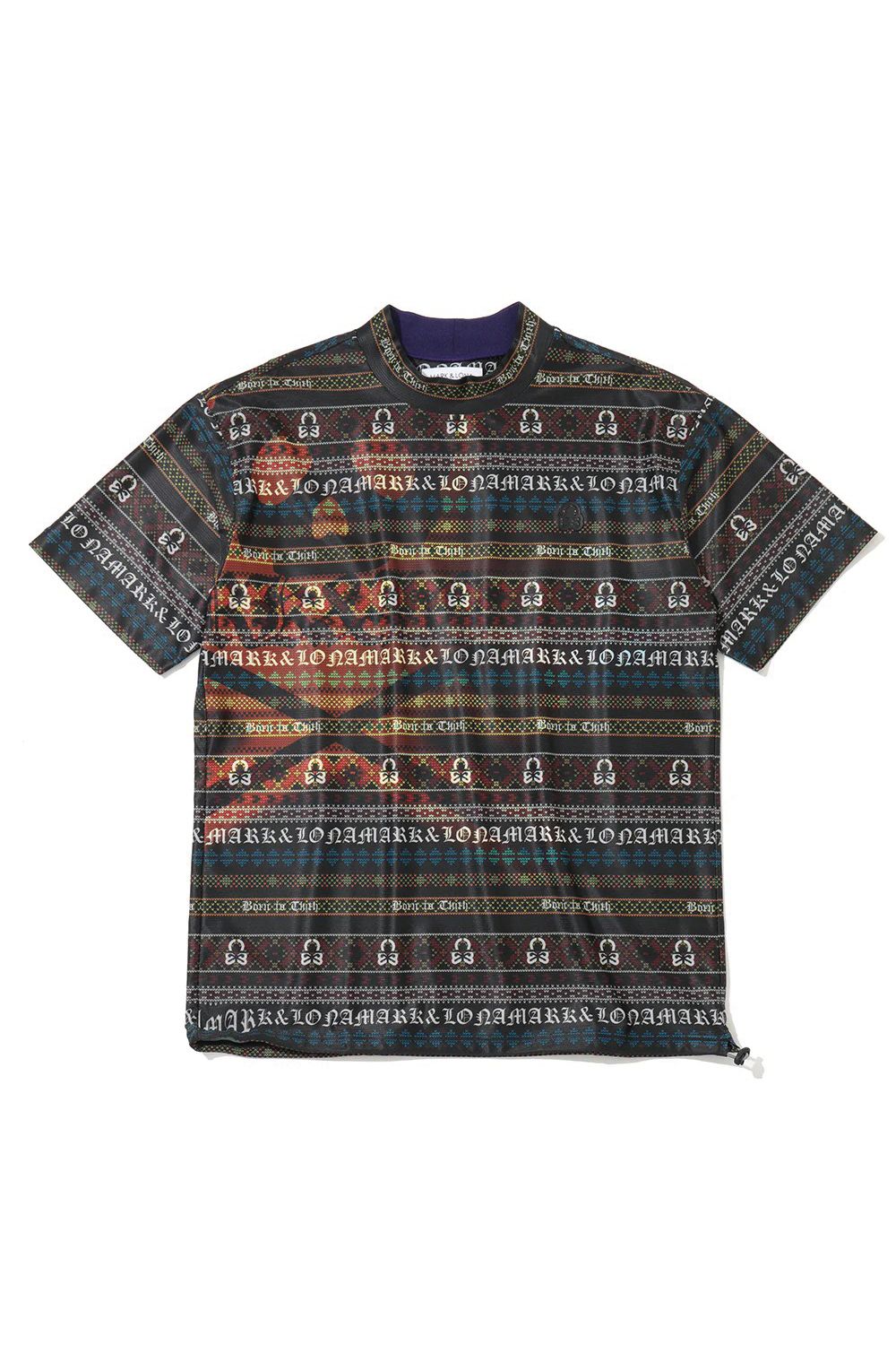 【2026AW 木村拓哉さん着用】 REGALIA CINCH MESH MOCK / オリジナルフェアアイル柄 メッシュ生地 モックネックTシャツ (ブラック)