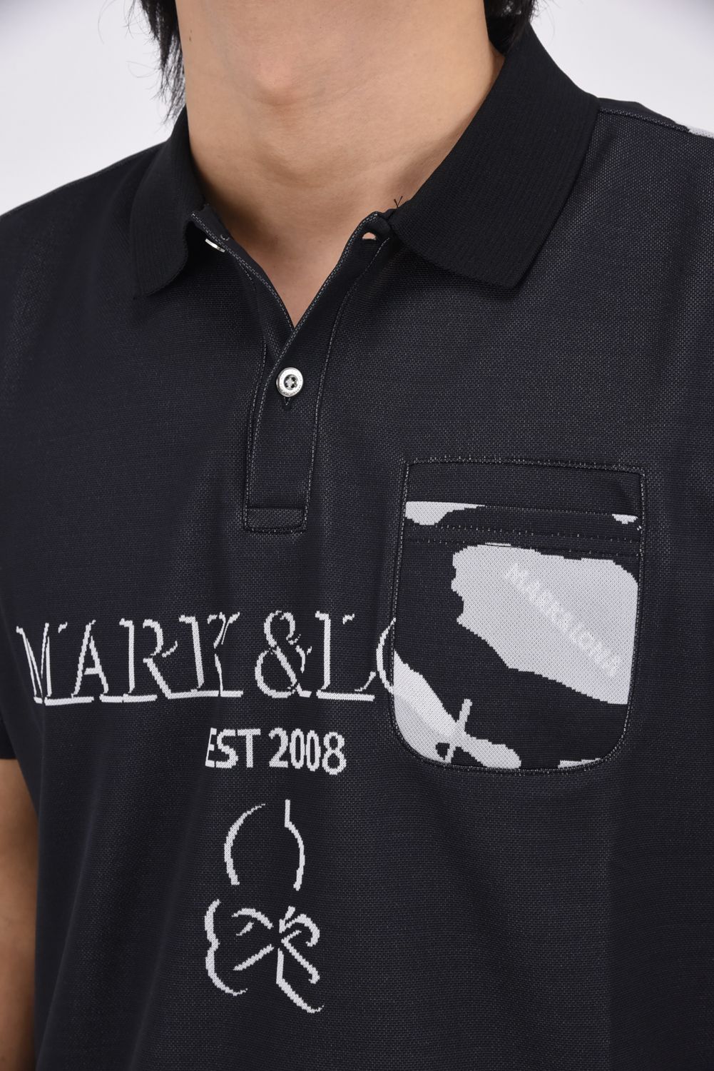 【26SS】 GAUGE CAMOUFLAGE JACQUARD POLO / オリジナルカモジャカード ポロシャツ (ブラック)