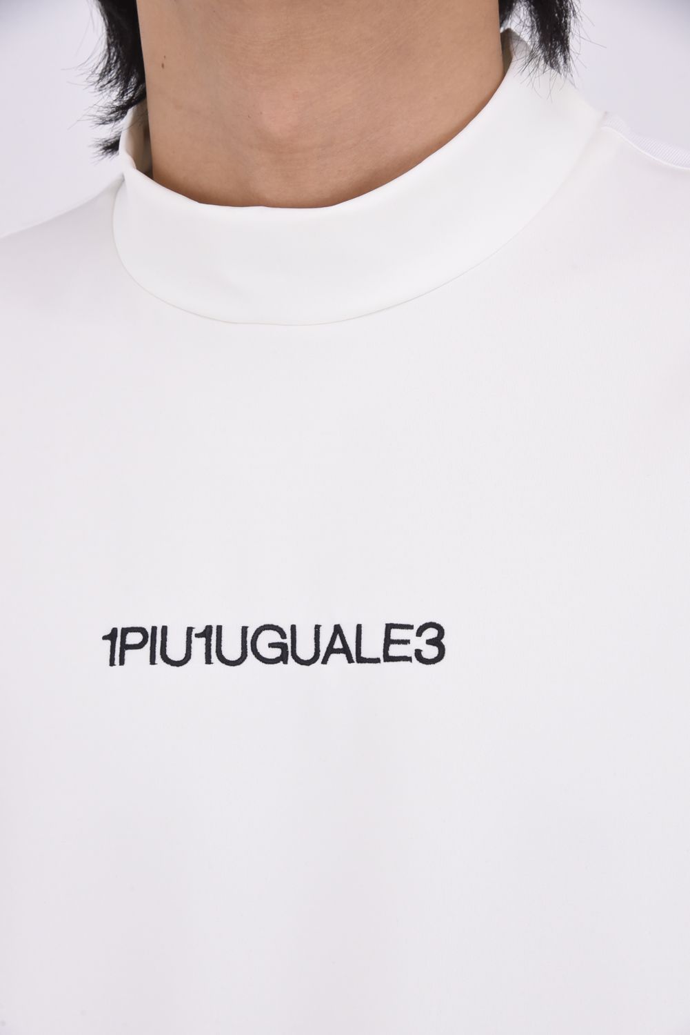 【26SS】 SWITCHING MOCK NECK / 異素材切り替え ドットエア モックネックTシャツ (ホワイト)