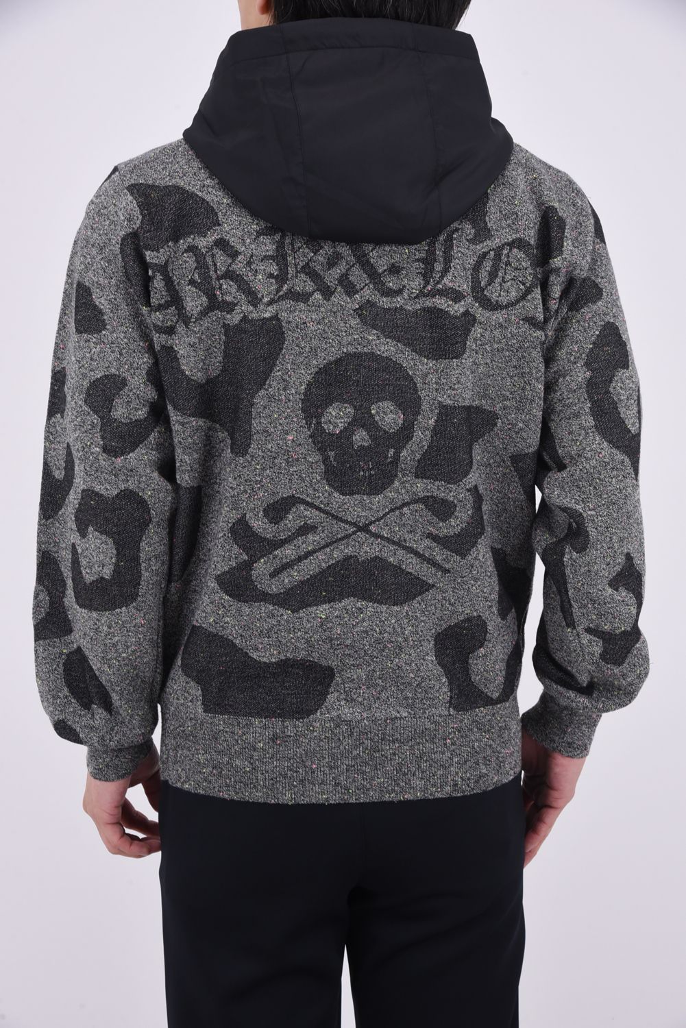 【26SS】 PANTERA PRISM KNIT ZIP HOODIE / レオパードパターン カラーネップ ジップアップニットフーディー (ブラック)