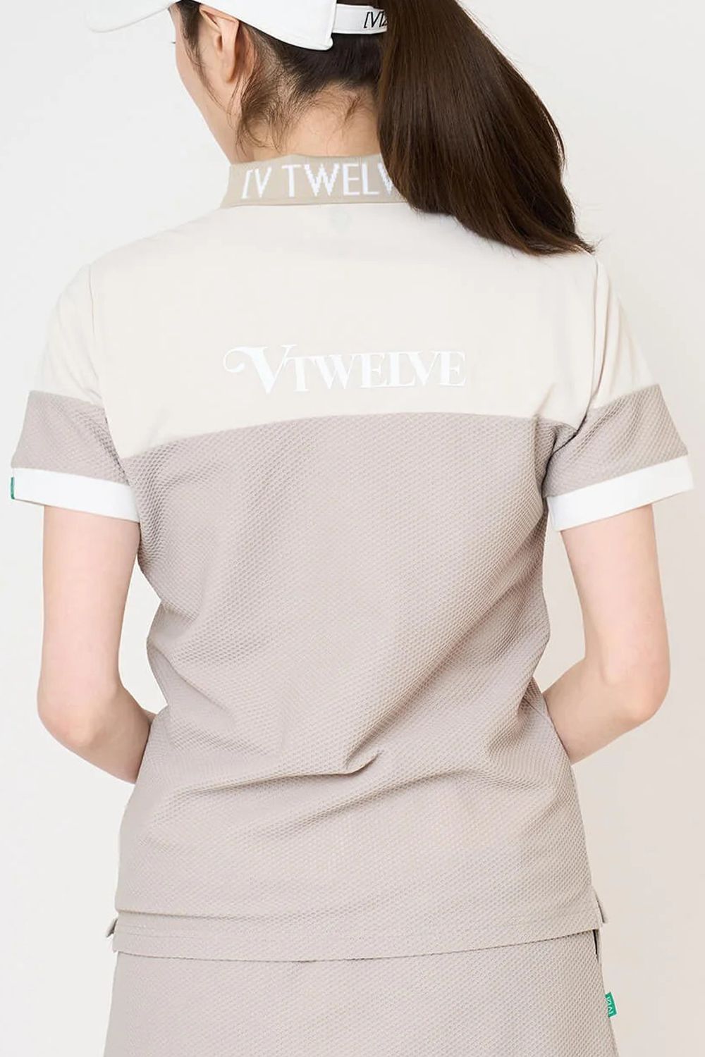 【26SS】【レディース】 AIRY AWA POLO / ワッフル生地 異素材切り替え ポロシャツ (ベージュ)