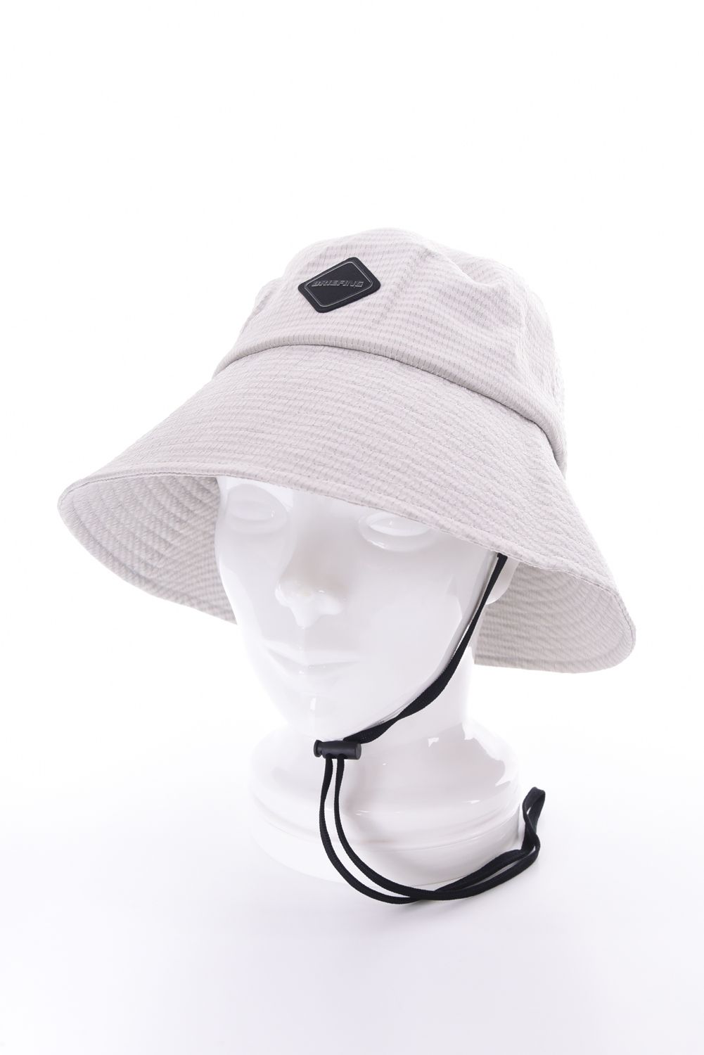 【26SS】【レディース】 WOMEN'S SEERSUCKER CORD STRAP WIDE HAT / シアサッカー コードストラップ付き バケットハット (ベージュ)