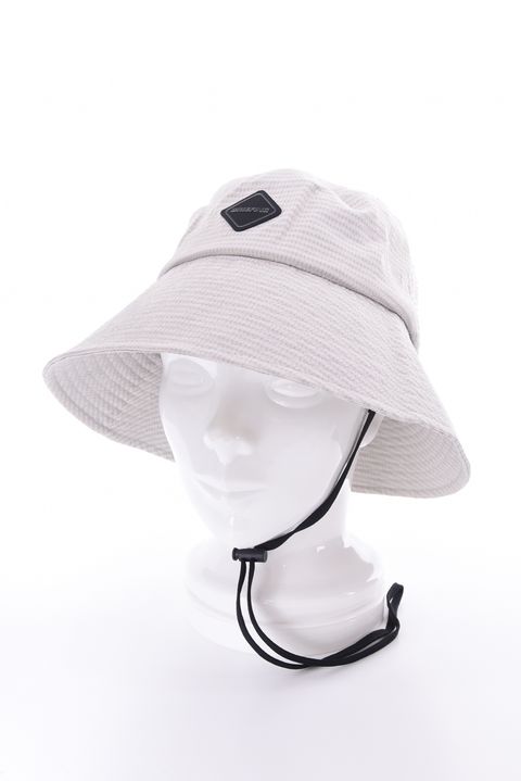 【26SS】【レディース】 WOMEN'S SEERSUCKER CORD STRAP WIDE HAT / シアサッカー コードストラップ付き バケットハット (ベージュ)