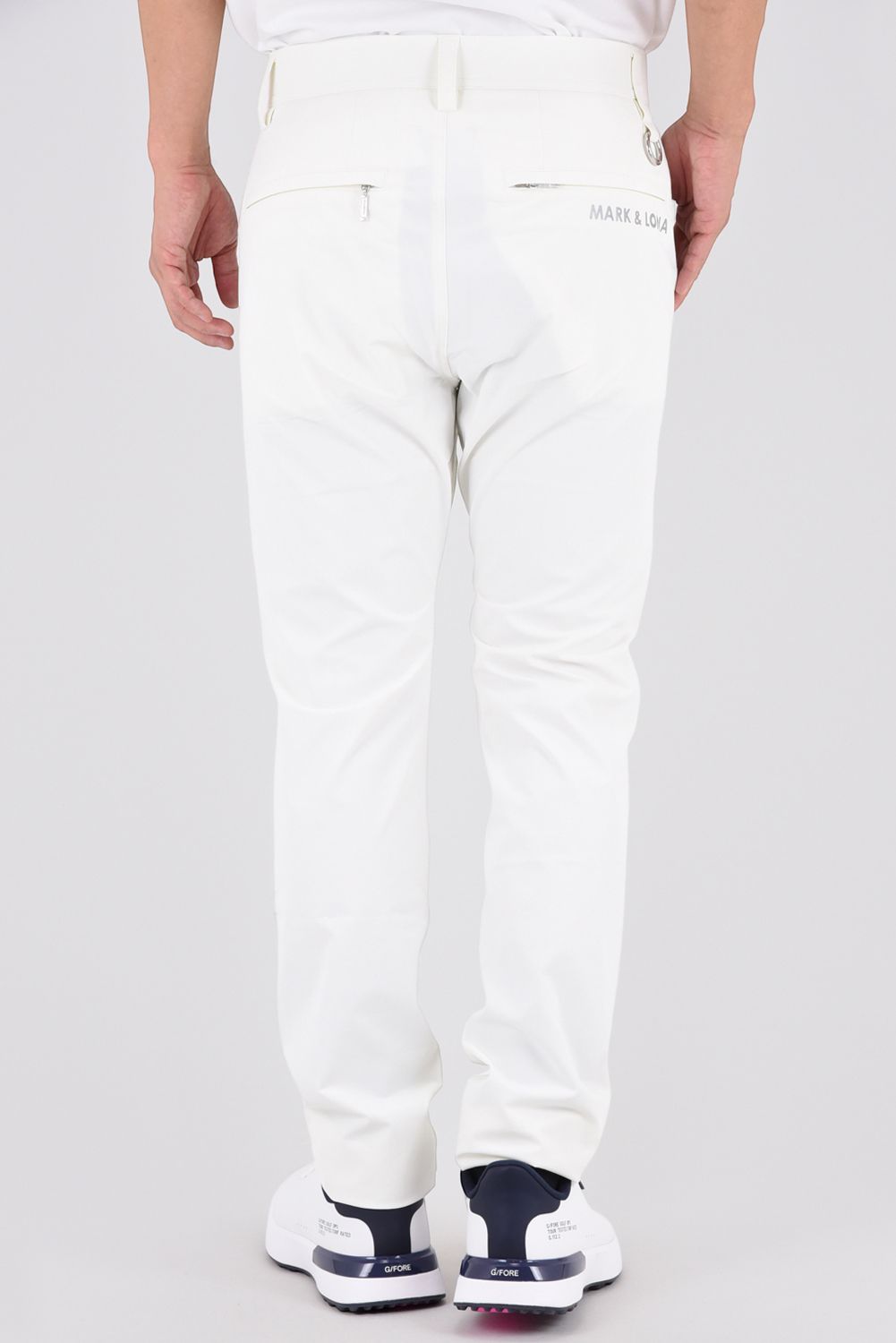 【26AW】 VANGUARD HYPER STRETCH PANTS / ストレッチナイロン シルバーレタープリント ロングパンツ (ホワイト)