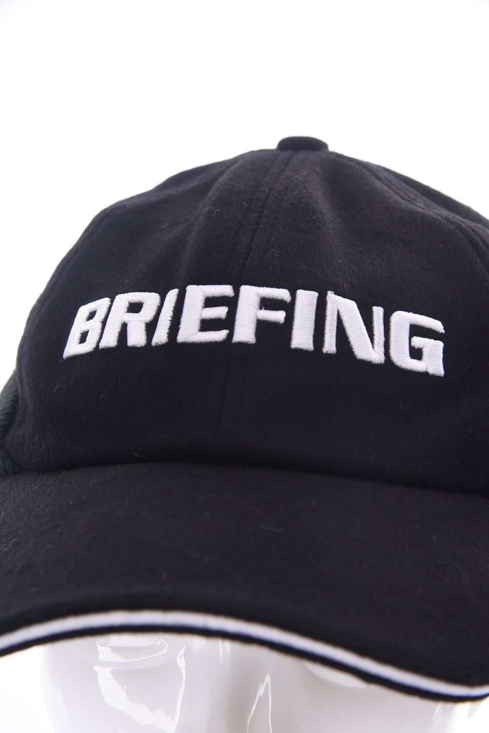 MEN'S WOOL WARM CAP / ウール混 ブランドロゴ ウォームキャップ (ブラック)