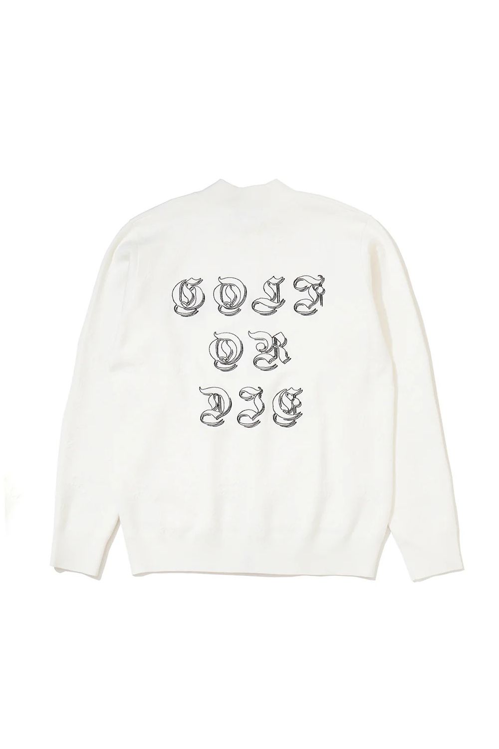 【26AW】 FRACTUR MONOGRAM KNIT JACKET / ブランドロゴ&レターグラフィック刺繍 フルジップニットジャケット (ホワイト)