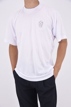 BACK LOGO LONG FIT S/S MOCKNECK / バックロゴ ハイネック ショートスリーブ モックネック Tシャツ (ホワイト)