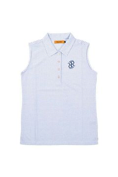 【26SS】【レディース】 GINGHAM CHECK SLEEVELESS POLO / ギンガムチェック ノースリーブ ポロシャツ (サックス)*