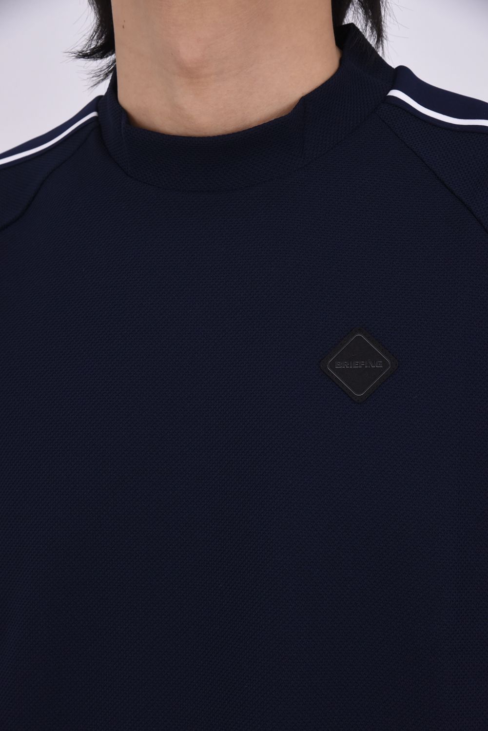 【26SS】 MEN'S LINE HIGHNECK RF / カノコ生地 ラインロゴテープ リラックスフィット モックネックTシャツ (ネイビー)