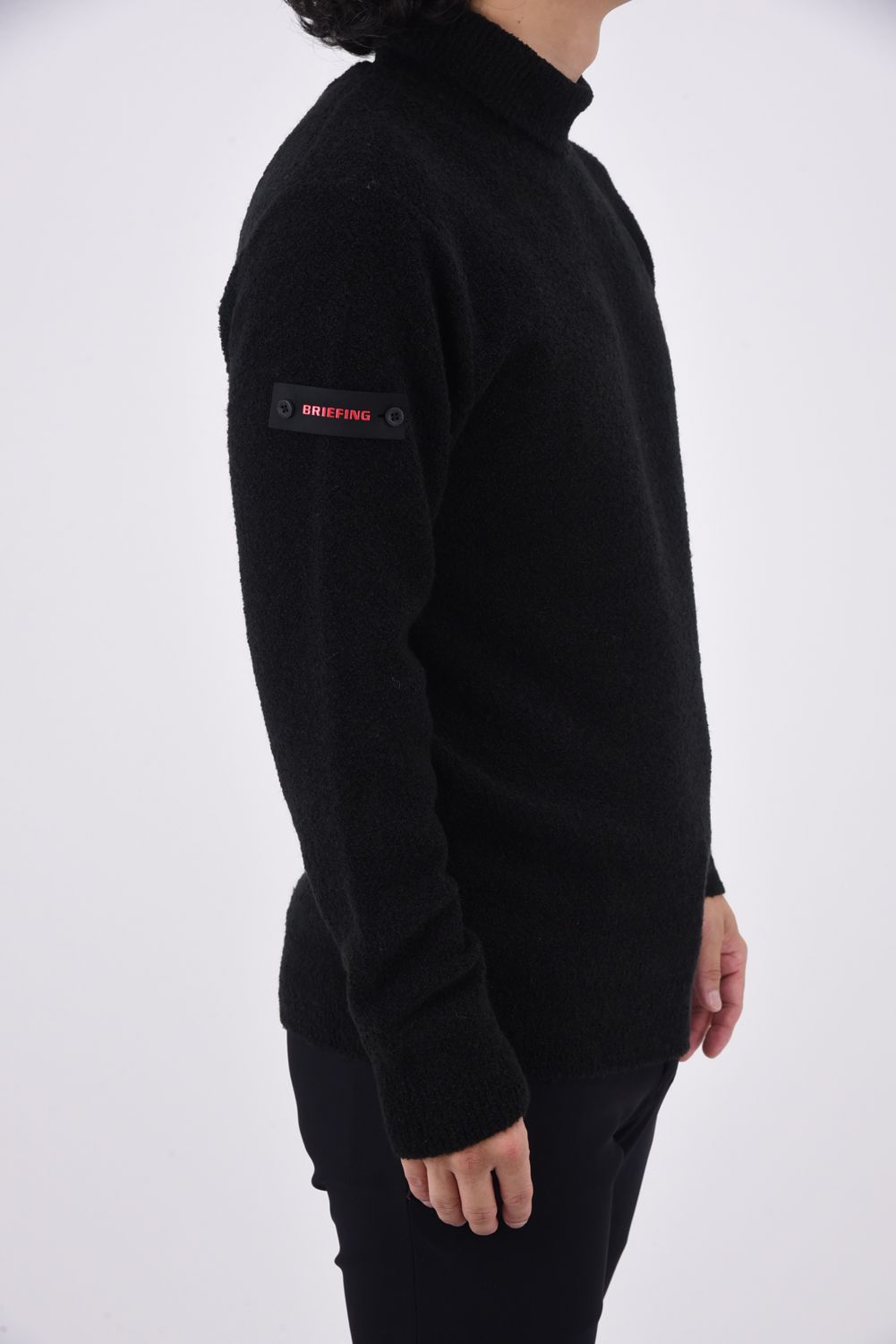 MEN'S BOUCLE TURTLE NECK KNIT / ブークレ糸 タートルネックニット (ブラック)