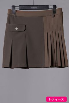 1piu1uguale3 Golf Side Pleats Skirt 113ロゴ サイド プリーツ インナー付き スカート グレー ベージュ レディース Gossip Golf