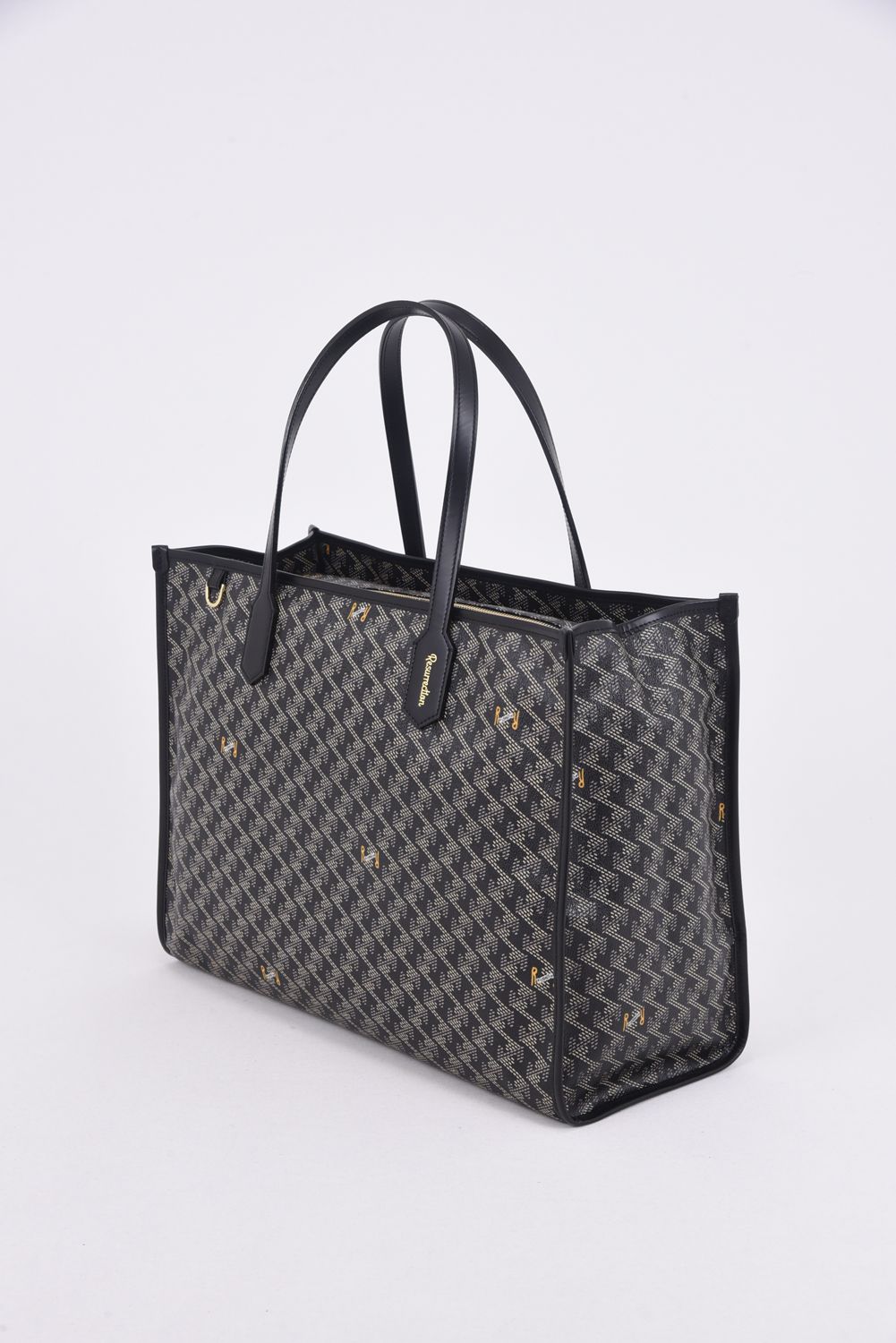 LANIUS SQUARE BIG (ラニウス スクエア ビッグ) / ブランドオリジナルテキスタイル ボストンバッグ ダークブラック*