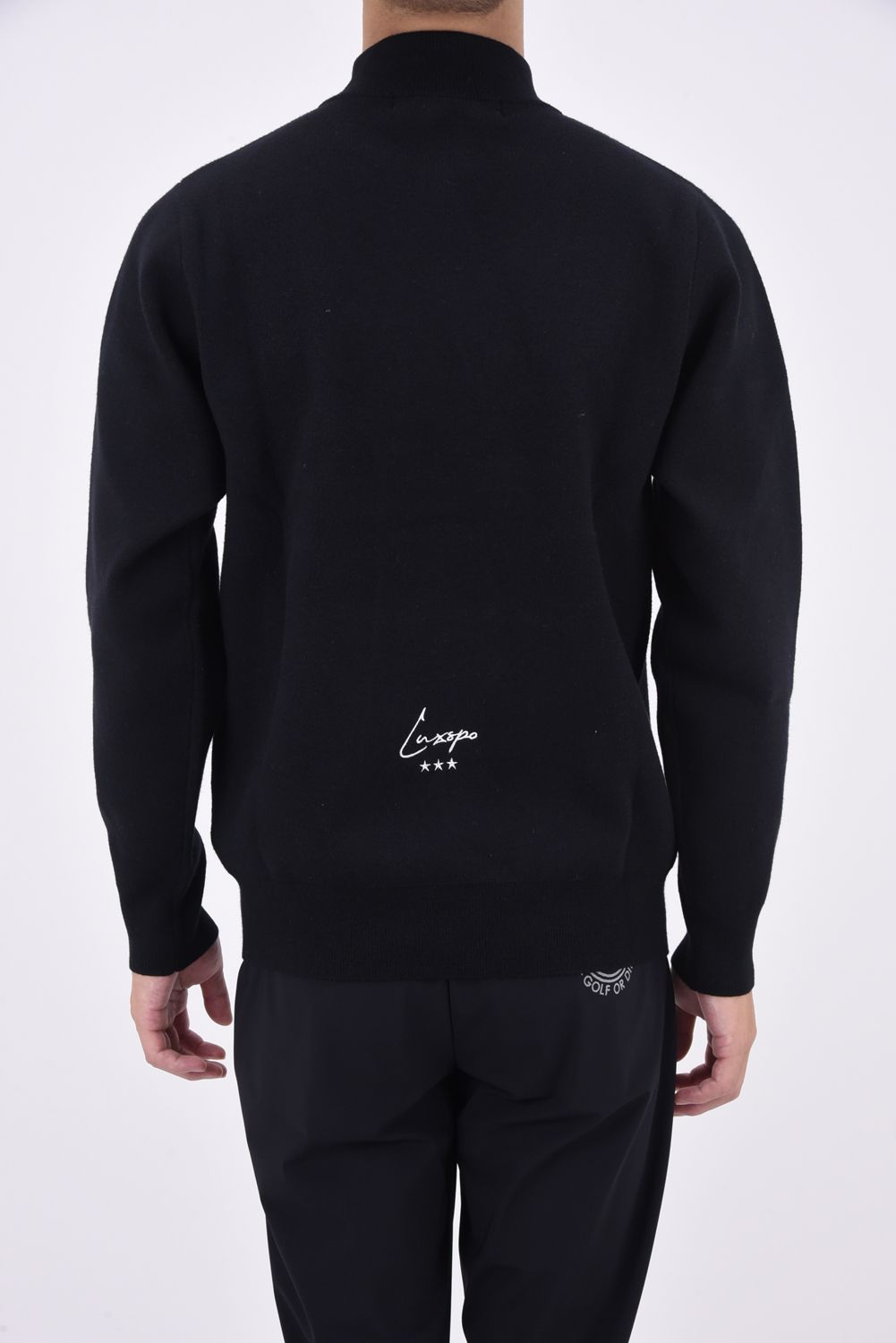 SIMPLE LOGO KNIT / ブランドロゴ ロングスリーブ ハイネック ニット (ブラック)