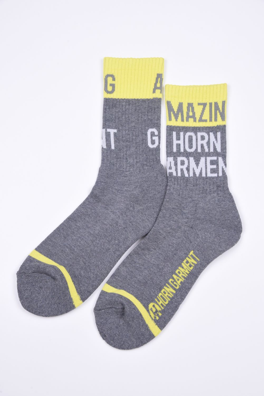 L.M.U CUSHION SOCKS / ワードカラー ミドルソックス グレー