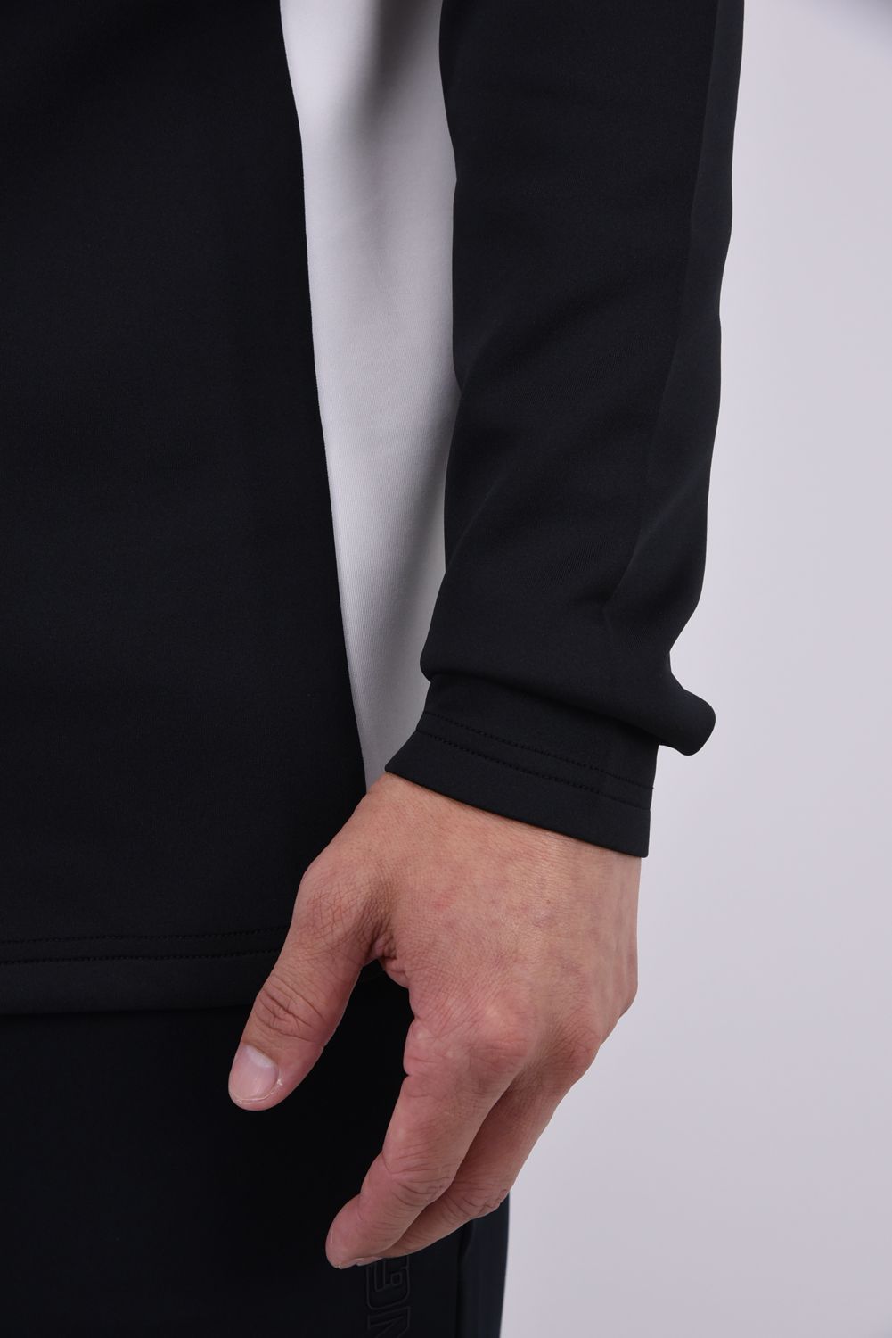 【26AW】 OHSL MOCK / モノトーン バイカラー 長袖モックネックTシャツ (ブラック)