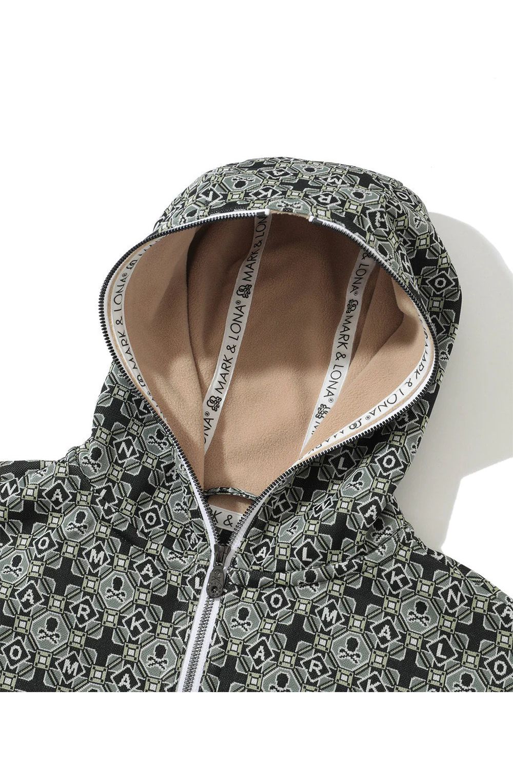 【2025AW 木村拓哉さん着用 VOL.7】 ROSETTE JACQUARD JERSEY HOODIE / ジオメトリックパターン 裏起毛 フーデッドジャケット (カーキ)