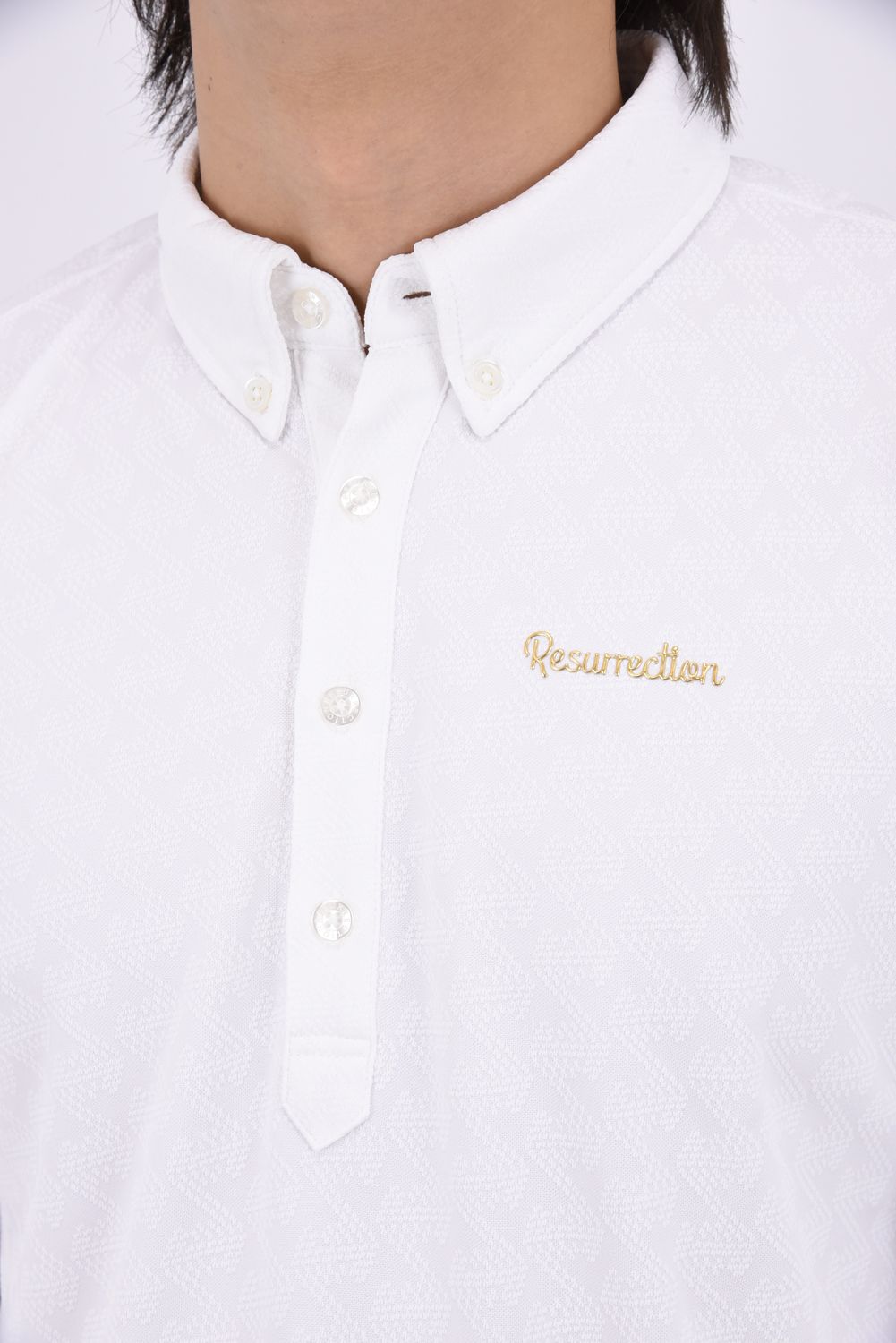 【26AW】 MENS GM JACQUARD POLO L/S / オリジナルテキスタイルジャガード 長袖 ボタンダウンポロシャツ (ホワイト)*