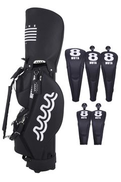 【26SS】 CADDY BAG & HEAD COVER / パンチングエシカルレザー カートタイプ キャディバッグ&ヘッドカバーセット (ブラック)