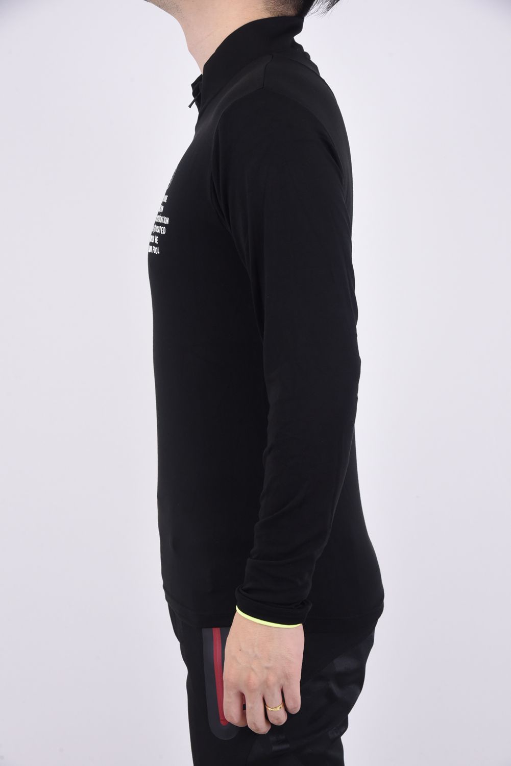 ZIP UP HIGH NECK / ベアスムース ジップアップタイプ ロングスリーブ ブラック