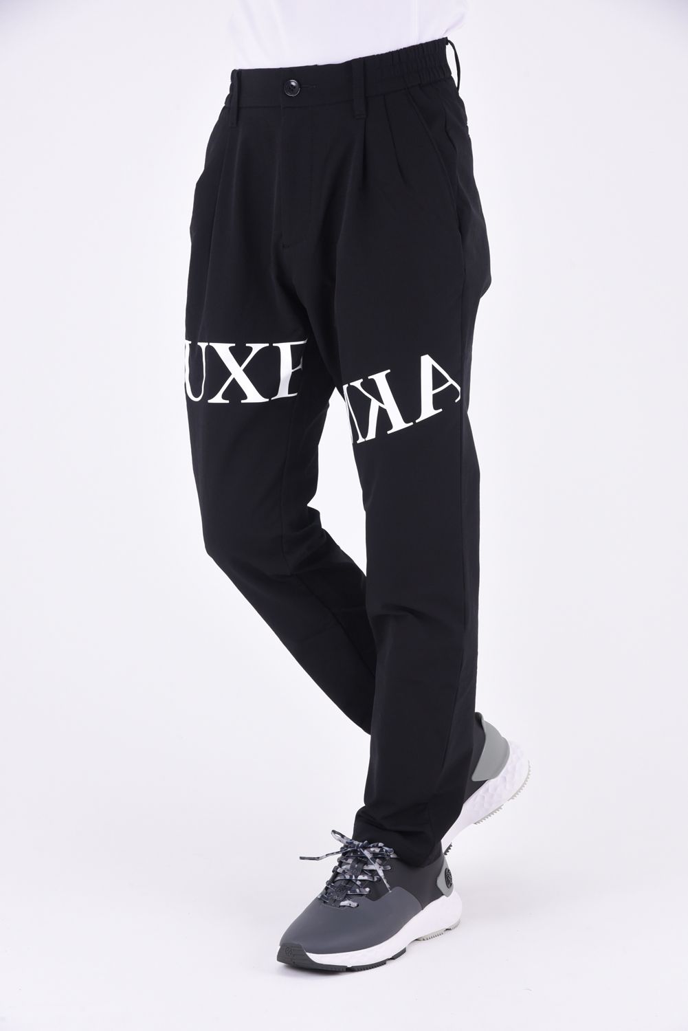 SOFT SHELL BRUSHED PANTS / 裏起毛 ロゴ ソフトパンツ (ブラック)