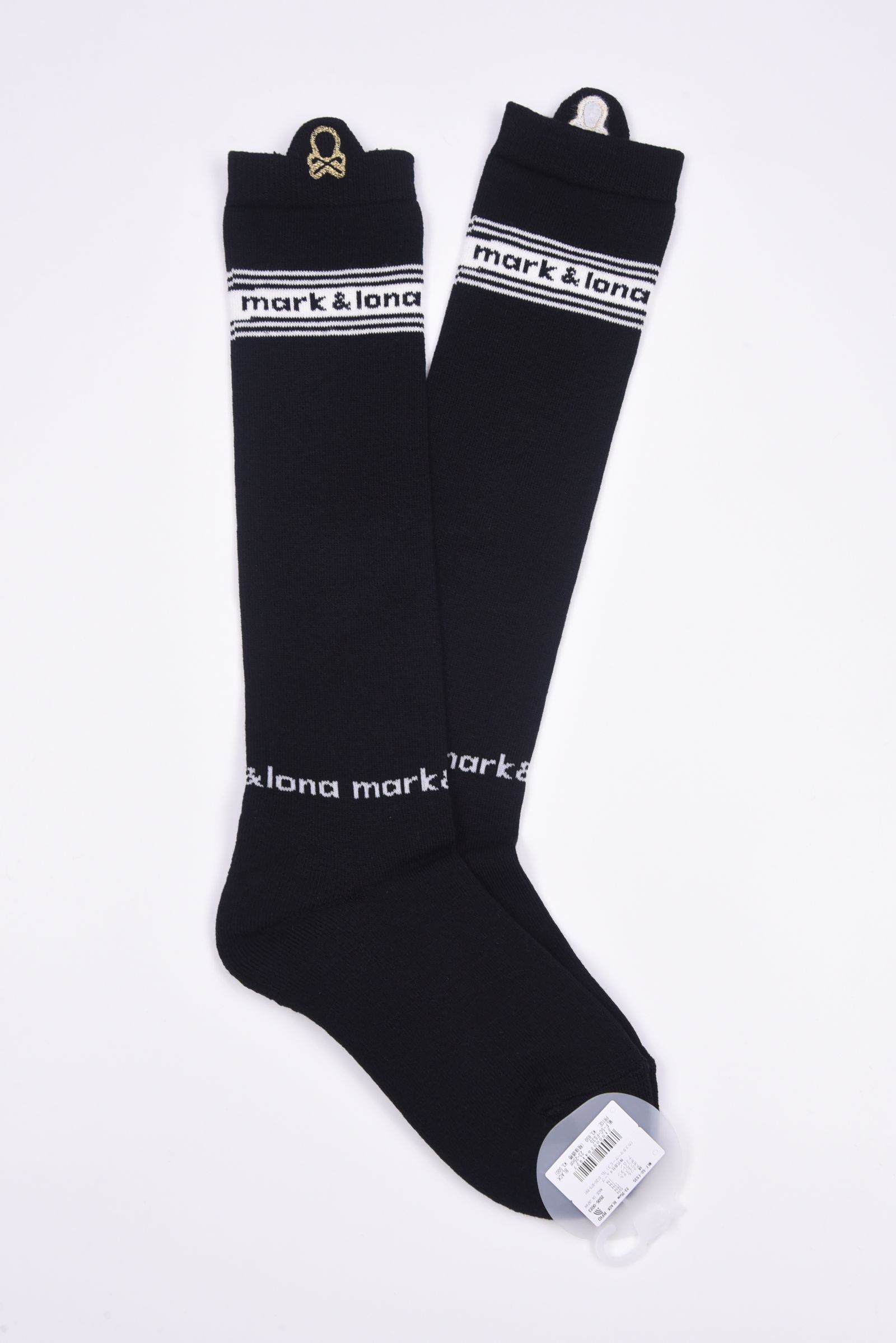 【レディース】 BUENA HIGH SOCKS / ロゴジャカード メタリック刺繍 ハイソックス (ブラック)