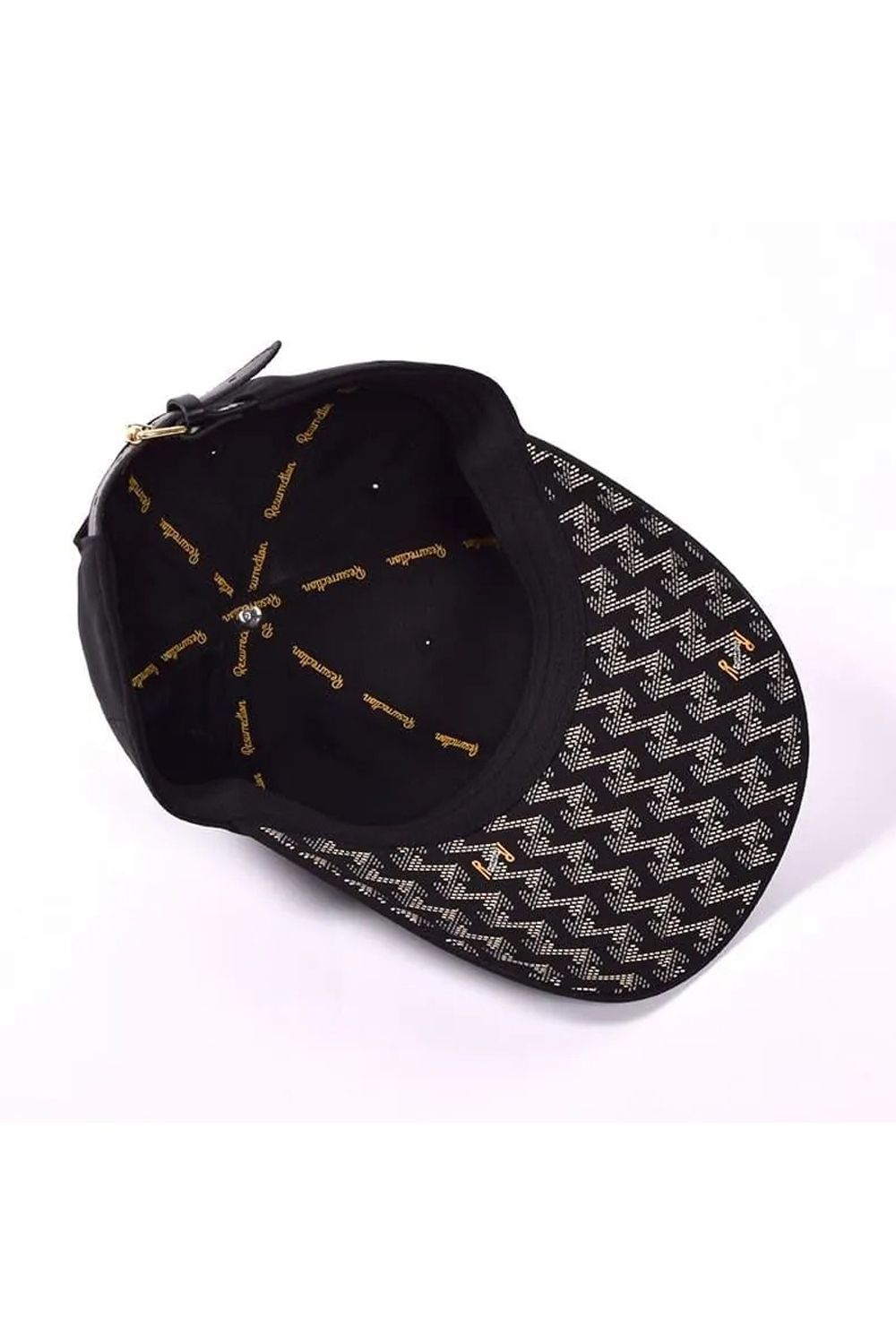 【26SS】 WIDE BRIM CAP / ブランドロゴ刺繍 本革ベルト つば広キャップ (ブラック)